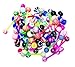 100Pcs 14G Tongue Rings Assorted Surgical Stainless Steel Barbells Body Piercing Jewelry