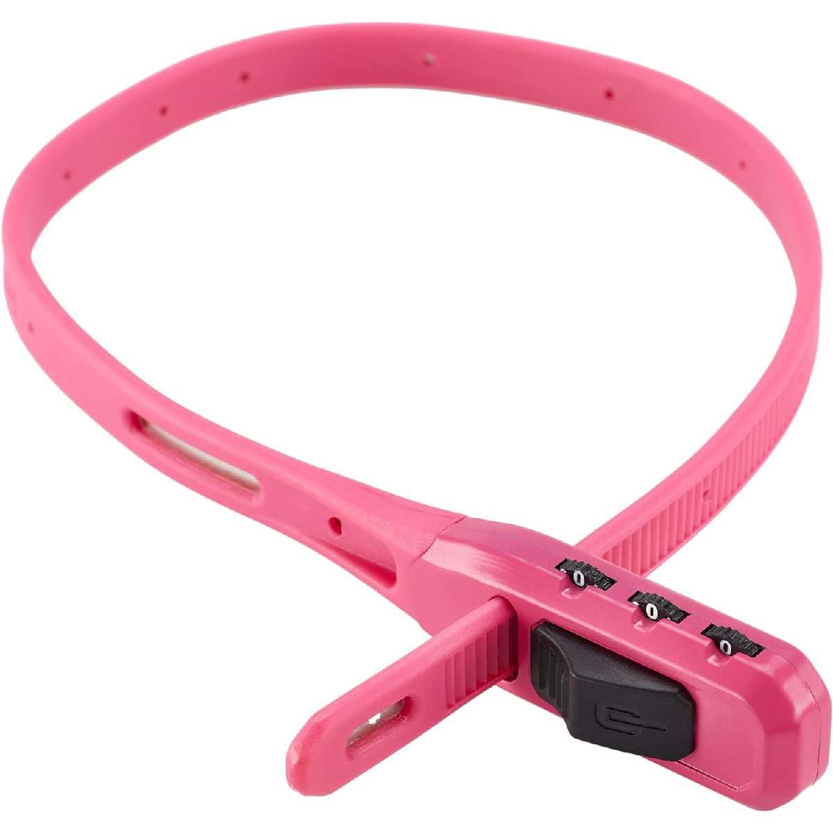 Hiplok Z LOK Combo Bike Lock - Pink. 3 Digit Combination Bicycle Lock/Helmet Lock/Accessory Lock. Lightweight, Steel Core. 43cm x 1.5cm x 1cm