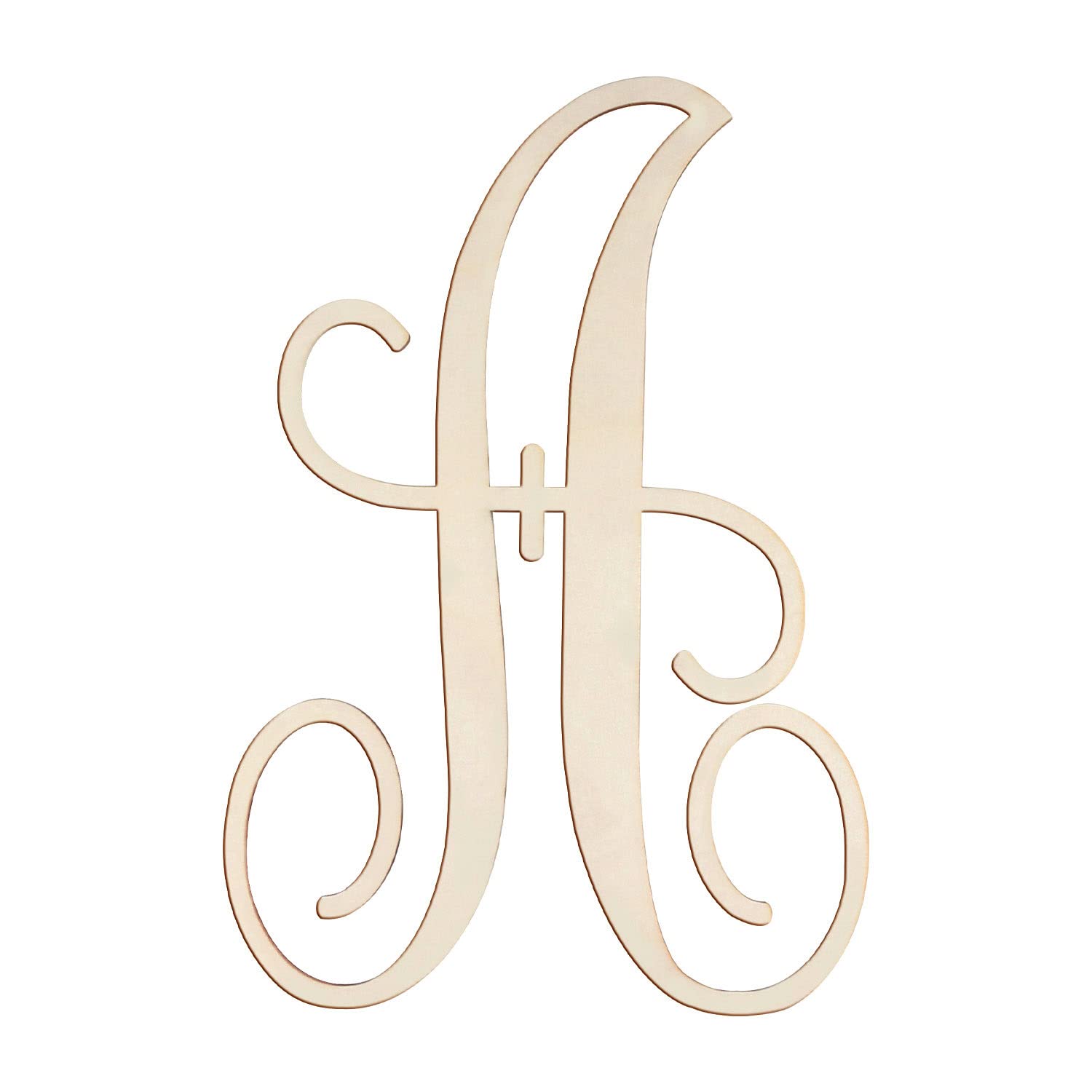 Cursive Wooden Letters A for Wall Decor 14 Inch Large Wooden Letters Unfinished Monogram Wood Letter Crafts Alphabet Sign Cutouts for DIY Painting Door Hanger (A)