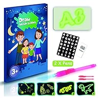 Farielyn-X Draw with Light-Fun Drawing Board Pad Tablet for Kids- Glow LED Child Sketchpad Funny Toys Doodstage Light Drawing Fun and Developing Toy Gift Luminous Drawing Board Set (L)