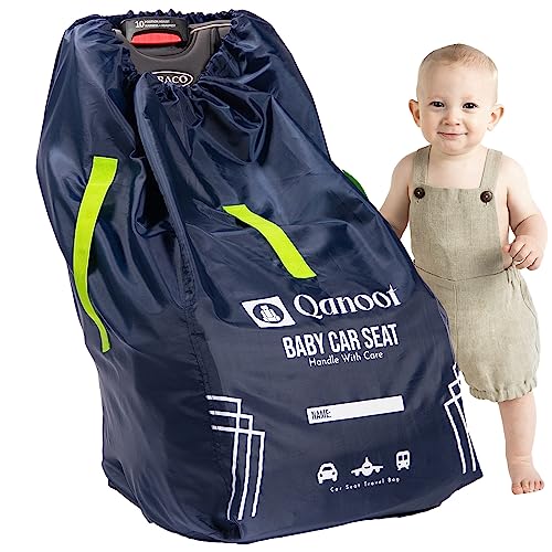 Photo 1 of Qanoot Infant Car Seat Travel Bag for Airplane - Durable Gate Check Bag for Car Seats that fits easily on Convertible Car Seats, Infant Carriers & Booster Seats (Regular, Blue)