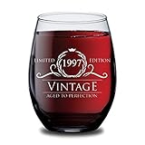 1997 21st Birthday Gifts for Women and Men Wine Glass - Funny Vintage Silver Anniversary Gift Ideas for Him, Her, Husband or Wife. Cups for Mom and Dad. 15 oz Glasses - Red, White WInes - Decorations