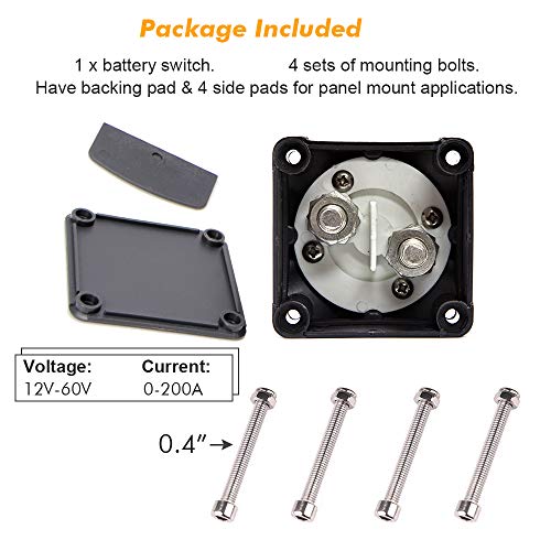 image for Apeixoto Battery Disconnect 12V-60V for Marine Boat RV ATV Vehicles Ba