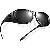 TINHAO Fit Over Glasses Sunglasses Polarized Wrap Around Sunglasses for Men Women with UV400 Protection for Driving