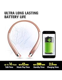 DolTech - Auriculares Bluetooth inalámbricos con banda para el cuello y auriculares retráctiles automáticos, deportivos, a prueba de sudor, cancelación de ruido, auriculares estéreo con micrófono