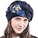 F&N STORY Lady French Beret Wool Beret Chic Beanie Winter Hat(BR022-Navy Angora)