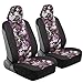 BDK Pink Flower Faux Leather Car Seat Covers for Front Seats, 2 Pack – Floral Pattern with Matching Headrest, Easy Installation, Fits Most Car Truck Van and SUV, Catalina Floral