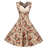 ACEVOG Women's 1950s V Neck Vintage Cut Out Retro Party Cocktail Swing Dresses