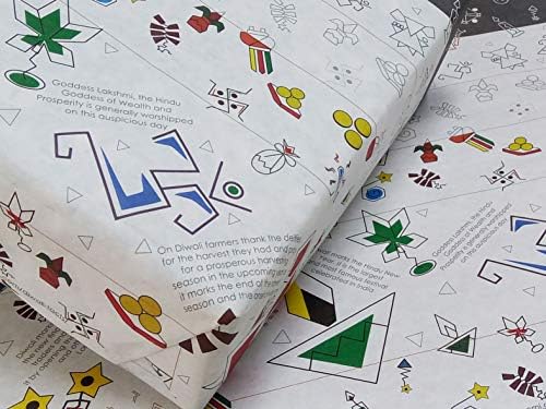 eVincE - thoughtful PRESENTations Gift Wrapping Paper for Special Diwali Celebrations - Pack of 5-43 x 70 cms