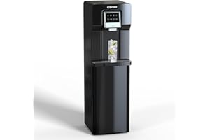 ICEVOKE 2-in-1 Bottom Loading Water Dispenser with Ice Maker for 3 or 5 Gallon Bottle, Built-in Bullet Ice Machine Cold Room Water Cooler, 18lbs/24H, NO HOT Water