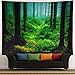 Racunbula Misty Forest Tapestry Trees Wall Hanging Tapestry Triangle Forest Tapestry Woodland Landscape Forest Tapestry Night Multi-Color for Bedroom Living Room Dorm (59