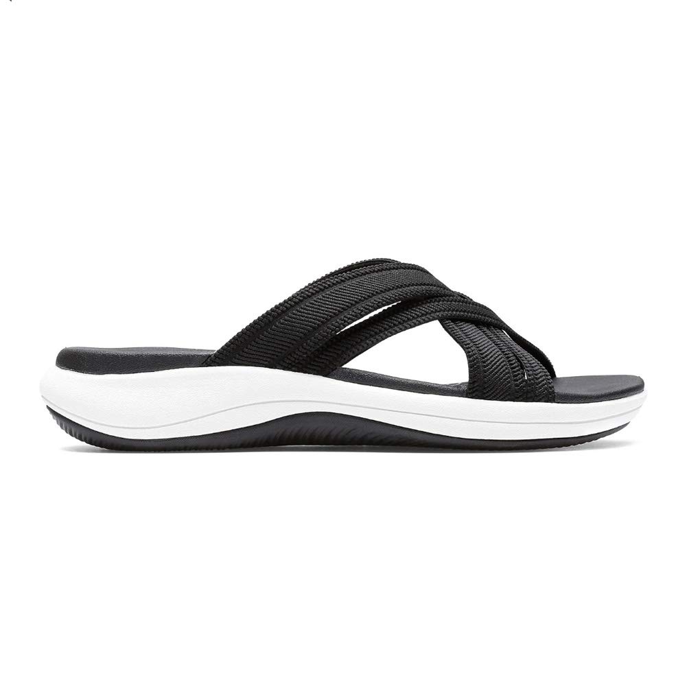 Clarks womens Mira Isle Slide Sandal, Black Textile, 5.5 US