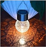LingStar 3Pcs Crackle Glass Globe Solar Silver Light with Hanger Solar Pathway Light Set