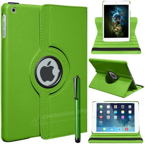 Mobile Junction ® 360 Case New Apple iPad Air (5th Generation with Retina Display) 360 Degree Rotating Smart Stand Case Cover with Auto Sleep Wake Incl. Free Screen Protector & Stylus (Green)