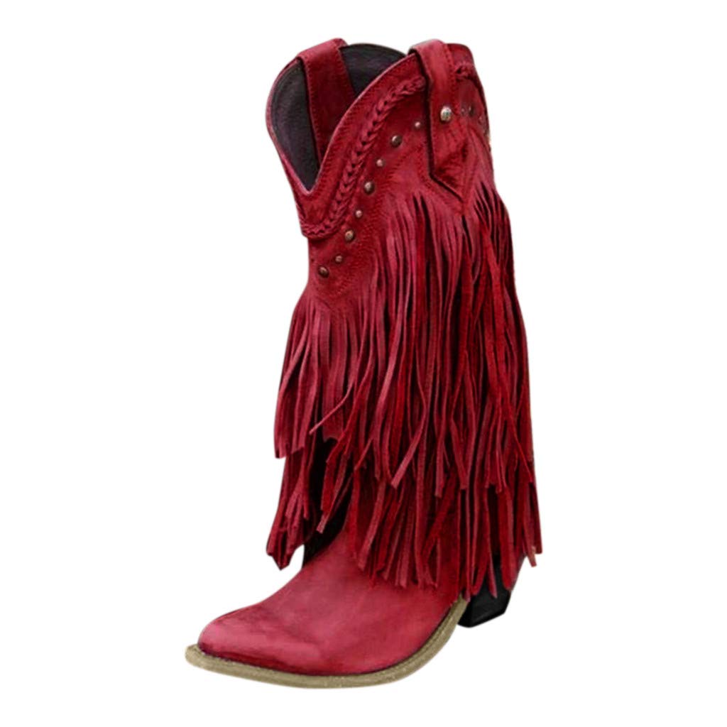 womens wide calf fringe boots