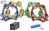 Mini Plastic Musical Percussion Tambourine Cutaway Tambourine Half Blossom with 4 Jingles Orff Teaching Toys (Tambourine)