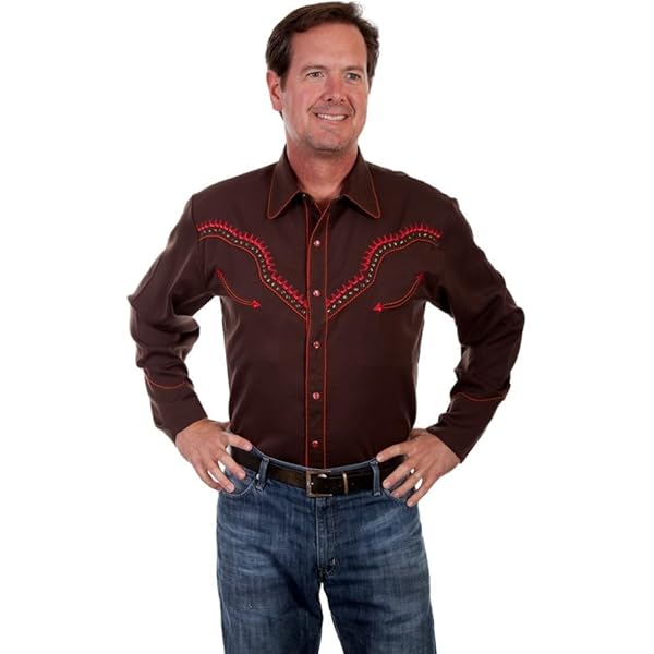 Amazon.com: Scully Men's Thunderbird Embroidered Long Sleeve Pearl