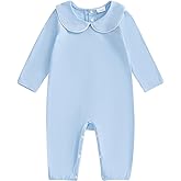 Merqwadd Baby Coming Home Outfit Boy Girl Cotton Long Sleeve Romper Jumpsuit Plain One-Piece Clothes
