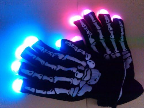 BonAchat 7 Modes Shining Light Up LED Skeleton Hand Gloves-The Best Gloving & Lightshow Dancing Gloves for Clubbing, Rave, Birthday, EDM, Disco, and Dubstep Party