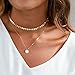 Defiro Layer Choker Gold Tone Sequins Coin Necklace Moon Pendant Charm Women Jewelry