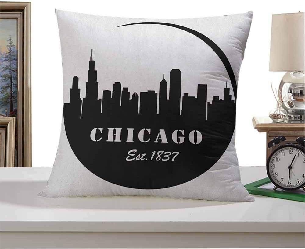 StarsART Bedding Pillowcases Chicago Skyline,American Town Famous Urban Design in Black I Love Chicago Architecture, Black and White 18