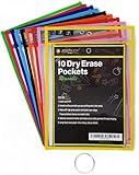 Dry Erase Pockets [10 Pack] |Reusable Sleeves