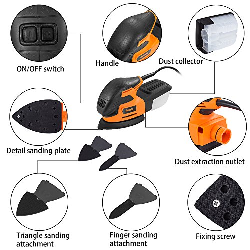 Anesty Mouse Detail Sander 13000 OPM Electric Sanding Machine with LED