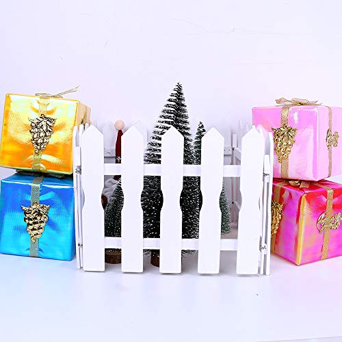 Christmas Picket Fence Christmas Tree Decor Wall Border Picket Fence Safety Pet Gate Baby Gate Fence BBQ Hearth Gate Installation-Free (White) - Thumbnail 2