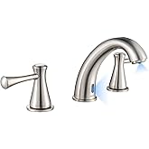 GOESMO Touchless Bathroom Faucet for 3 Holes 3 Handles, Controlling Temperature & Adjustable Water Flow, Short & Long Induction Modes, Auto Motion Sensor Bathroom Faucet Set (29183 Brushed Nickel)