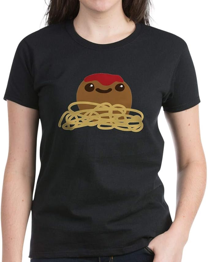 Cute Meatball & Spaghetti Women's Nightshirt – Soft Long PJ Top, Cotton Pajamas