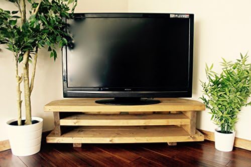 Solid Rustic Handmade Pine Holbury TV Unit, finished in a Chunky Country Oak (100cm x 40cm x 33cm, Medium Oak)