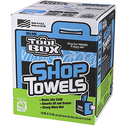 Sellars 55202 ToolBox Shop Towels Box, 10" x 12" (6 Boxes of 200 Sheets)