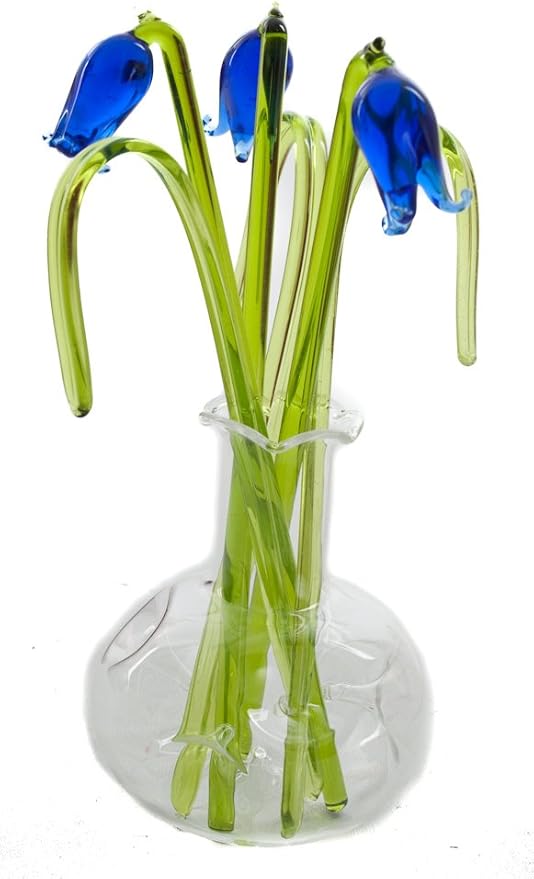 Beautiful Glass Ornament Sculpture Bluebell Flowers In Vase Amazon.co