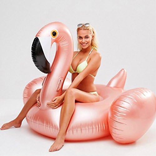 Veslagy Rose Gold Inflatable Flamingo Swimming Float Tube Raft Adult Giant Pool Float Swimming Ring Summer Water Fun Pool Toys