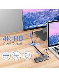 USB C Hub,Cirago 9-in-1 USB C Adapter to 4K HDMI, VGA & Audio, Ethernet, SD TF Card Reader, 2 USB 3.0 Port, PD 60W Fast Charging Port for MacBook Pro Air(2016 17 18), Chromebook and More USB C Devices