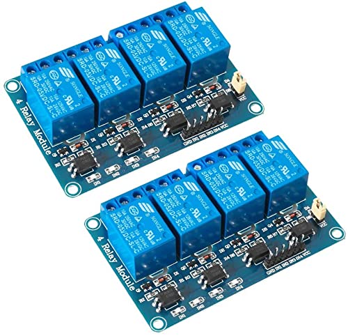 AOICRIE 2 Pcs 4 Channel DC 5V Relay Module with Optocoupler for R3 MEGA 2560 1280 DSP ARM PIC AVR STM32 for Raspberry Pi