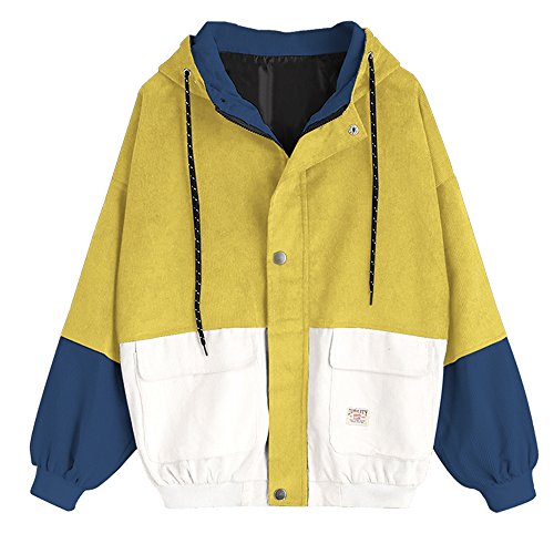 Hooded Jacket Zaful Corduroy Red Yellow Green Zaful Coat Tricolor