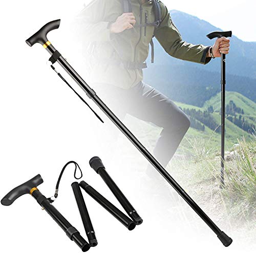 Prakal Folding Cane with Led Light – Original Magic Cane with LED Light to Get Around Easier in The Dark, Walking Sticks for Men, Adjustable Collapsible Canes with Rubber Feet for Men and Women