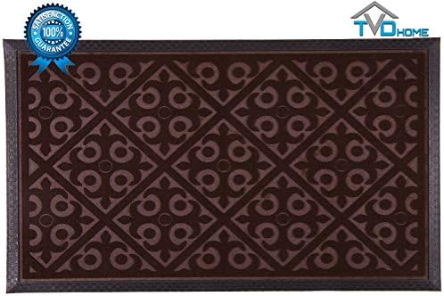 Premium Rubber Doormat By TVD Home - Low Profile Indoor & Outdoor Mat - Easily Washable & Stain Resistant - Non Skid Backing - Large 31x19 Inch Size + Bonus Pro Tips Guide (Brown)