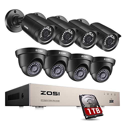 ZOSI 8CH 5MP Lite Security Camera System Indoor Outdoor with 1TB Hard Drive,8 Channel H.265+ 5MP Lite CCTV Recorder and…