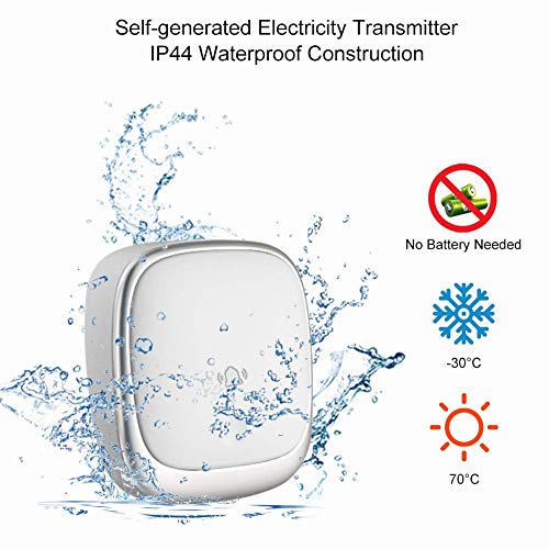 Wireless Doorbell Kit Waterproof Door Bell Chime for Home Classroom No Battery Required, Colorful LED Flash and Sound, Adjustable 4 Level Volume & 38 Melodies