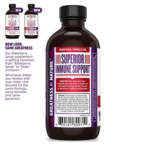 Zhou Nutrition Elderberry Syrup, Immune System Booster with Organic