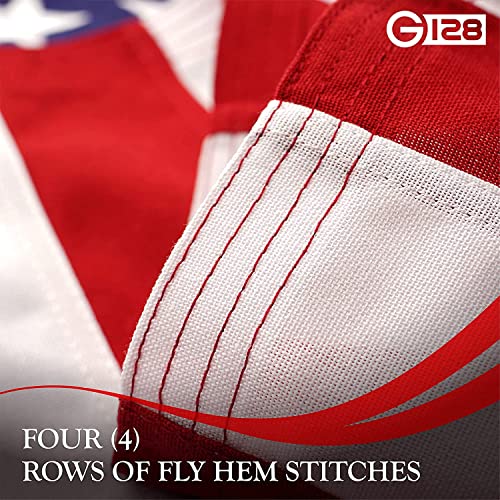 G128 3x5 Ft American USA Flag Deluxe TearProof Series, Featuring Super Tough Spun Polyester, Embroidered Stars, American Flag For Outside High Winds