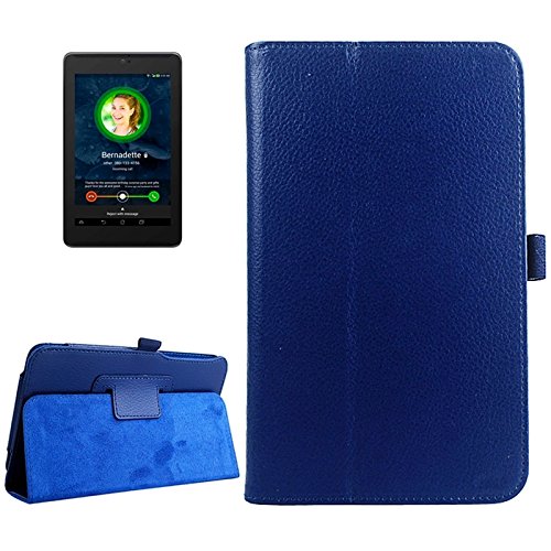 For cellphone Cases, Litchi Texture Leather Case with Holder for ASUS Fonepad 7 / FE170CG ( Color : Dark Blue )