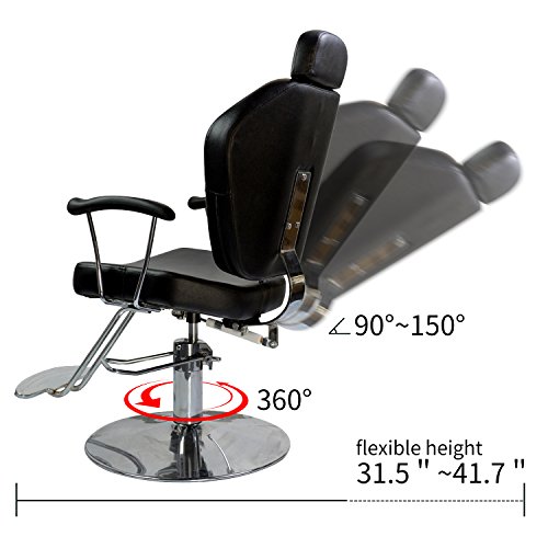 Ainfox Heavy Duty Barber Chair, 360 Swivel Professional Vintage All Purpose Hydraulic Pump Shampoo Chair Styling Equipment for Spa Beauty Salon (Hydraulic Recliner Barber Chair 007) - Thumbnail 2