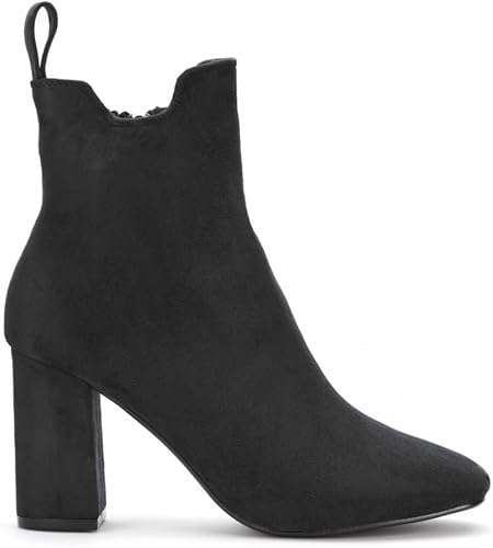 black faux suede ankle boots