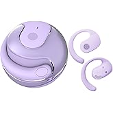 Open Ear Headphones Wireless Bluetooth 5.4, OWS Hanging Earphones Wireless Earbuds with Earhooks and Mic, IPX5 Waterproof, 48H Range, Out of Ear Earbuds for Sports Running Workout Driving(Purple)