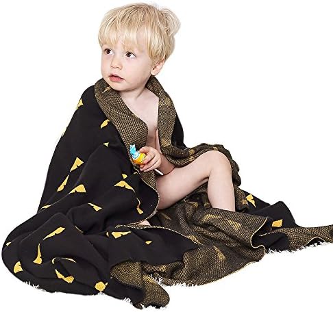 Cotton Kids Children Blanket Little Monster Pattern Printed Double Layers Blanket Throw Lightweight Cartoon Cotton Blankets for Boy Girl Child Baby Toddler Gift