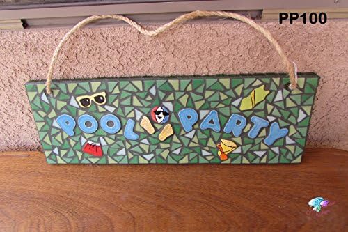 Pool Party Mosaic House Sign HANDMADE with a lot of BEAUTIFUL THINGS PP100