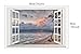 DNVEN Window Grey Dark Sky Beachside False Faux Window Frame Murals 3D Full Color Vinyl Bedroom Living Room Playrooms Wall Decals Stickers 24 inches x 16 inches